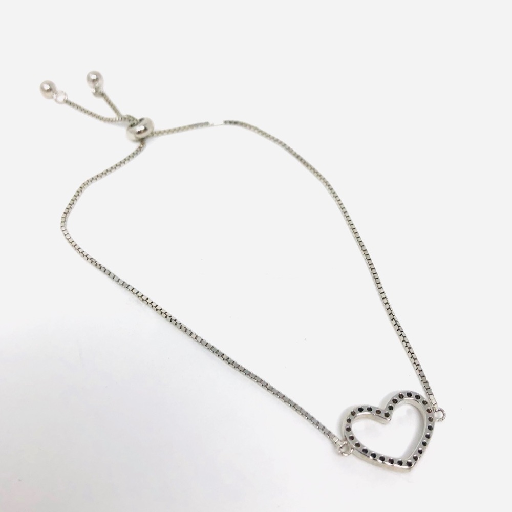 Sterling Silver/Crystals Adjustable Bracelet, Nwot - image 2